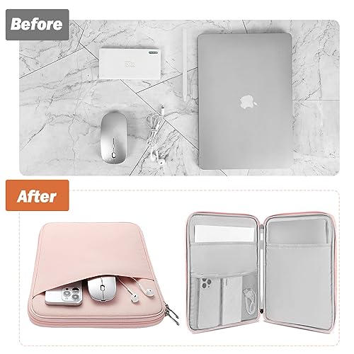 MoKo 13 Inch Tablet Sleeve Bag Carrying Case with Accessory Pocket | Fits iPad Pro 13-inch M5, iPad Air 13-inch M4/M3, iPad Pro 12.9 M2/M1 and Galaxy Tab S8+/S9+ 12.4, Pink - color: Pink, size: 12.9-13 inch