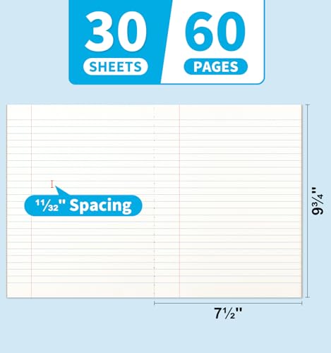 12 Pack Composition Notebook Journals Bulk, 7-1/2" x 9-3/4", Wide Ruled Paper, 30 Sheets/60 Pages, Kraft Cover with Rainbow Spines, 12 Colors School Lined Notebook Journal for Work Study Note Taking - style: Composition Paper-12pack