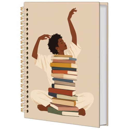 African American Book Lover Gifts Spiral Notebook 5.5x8.3 Inch | African American Black Girl Bookish Notebook Journal for Women,Bookworm Book Reading Reader Gifts - color: Bookworm reading enthusiast white