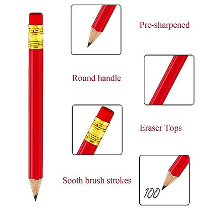 Outus 72 Pieces Golf Pencils Half Pencils with Eraser Mini Bulk Short #2 HB Pre Sharpened for Bridal Shower Wedding Office(Red) - color: Red