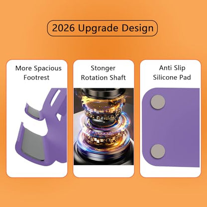 Large Metal Tablet Stand 360° Rotation for 4-16” Tablet, Purple | Suitable for All iPad Models, Stability Base, Fully Folded, Easy to Store and Carry, Wide Footrest, Heat Dissipation Design - color: Purple
