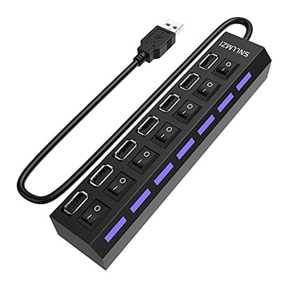 USB 허브, 7 포트 USB 2.0 허브 LED 휴대용 고속 아이맥 프로, 맥북 에어, 맥 미니/프로, 서피스 프로, PC 및 노트북과 호환