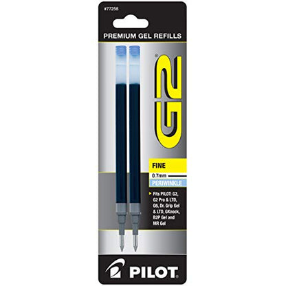 Pilot, G2 Gel Ink Refills, Fine Point 0.7 mm, Periwinkle, Pack of 2