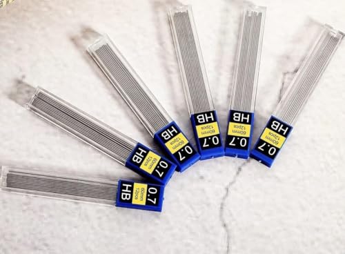 0.7mm HB Mechanical Pencil Lead Refills, 120 Pieces (10 Tubes x 12 Leads), Break-Resistant Polymer Graphite Refills, Smooth Writing Drawing Supplies for School & Office Use