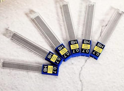 0.7mm HB Mechanical Pencil Lead Refills, 120 Pieces (10 Tubes x 12 Leads), Break-Resistant Polymer Graphite Refills, Smooth Writing Drawing Supplies for School & Office Use