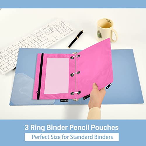 Binder Pouches,Hot Pink Pencil Pouch for 3 Ring Binder 2 Pack Clear Pencil Bag with Zipper for Office School Supplies - color: Hot Pink