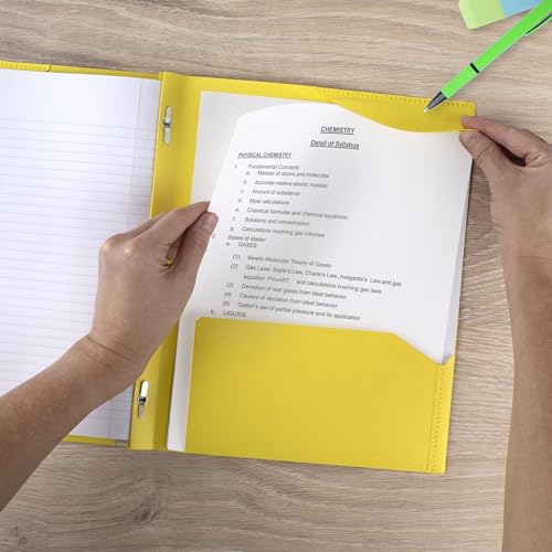 Five Star 2-Pocket Folder, Plastic Folder with Stay-Put Tabs and Prong Fasteners, Holds 8-1/2" x 11" Paper, Vivid Yellow (340300S) - color: Vivid Yellow, size: 1 Count (Pack of 1)