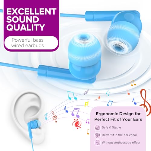 30 Pack Kids Earbuds Bulk for Classroom School Students Children Toddler Teens Boys Girls,Individually Bagged(HTC003,Mixed Colors) - size: 30 PACK