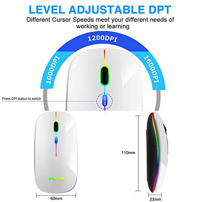 Wireless Bluetooth Mouse for Laptop, Rechargeable Mouse 2.4G USB Optical Wireless Mouse, LED Slim Dual Mode(Bluetooth 5.0 and 2.4G) Wireless for Laptop, PC, Mac OS, Android, Windows(Silver) - color: Silver
