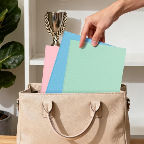 60-Pack Plastic andPockets and Prongs,2-Pocket and3 Fasteners, Pastel Folders Holds 8-1/2" x 11" Paper for School/Office/Home, Green - color: Light Green, size: 60-Pack