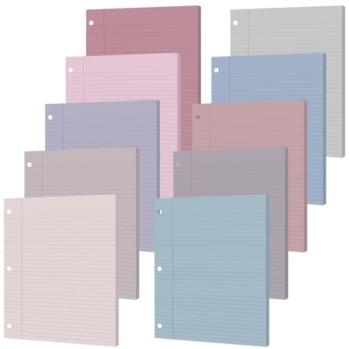 gisgfim 100 Sheets 3 Hole Punched Lined Refill Paper 8 x 10.5 Inch Loose Leaf Paper 3-Ring Binders College Ruled Notebooks Planner Inserts Thicken for Writing School Office Home Supplies(Taro) - color: Taro