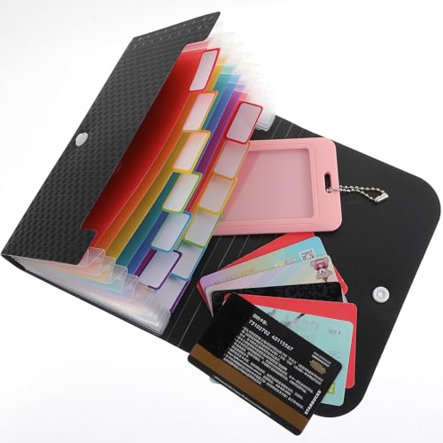 Oruola Coupon Organizer for Purse,Receipt Holder Organizer,7 X 4.7 in Coupon Holder,13 Pockets Receipt Organizer, Receipt Folder with Tabs for Cards Coupons Receipt Tax Item or Changes,Portable Black