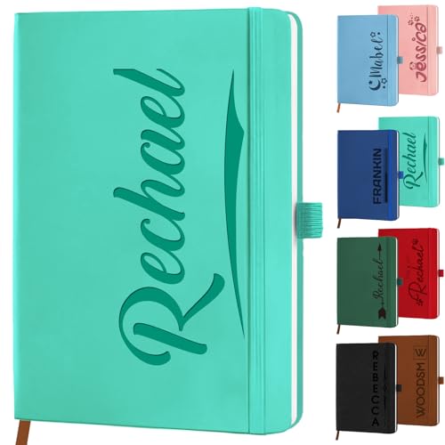 STREADVE Custom Journal Notebook with Name Personalized Journaling Notebook for Women Men Customized College Ruled Notebooks Leather Lined Journals Gift for Work School Church Birthday - color: Name/Text-Engraved