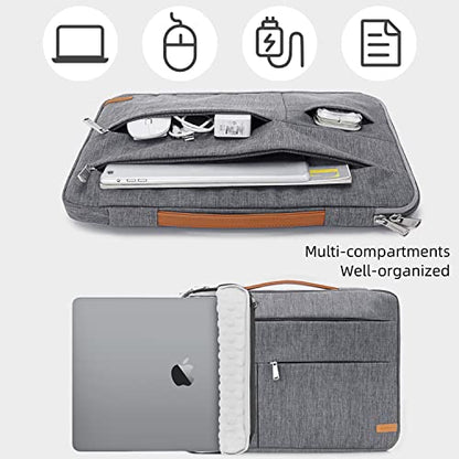 KINGSLONG 14 inch Laptop Sleeve Bag, Slim Shockproof Handbag, Computer Carrying Case Cover Compatible with MacBook Air/Pro Acer Asus Dell HP Grey - color: Grey, size: 14 inch