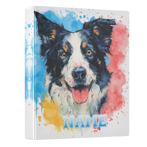 Custom Colorful Dog 3 Ring Binder 1.5" Round Ring Binders Personalized Name View Binder with 200 Sheet for School Supplies Women Men Office, 1 Pack - color: Custom Colorful Dog