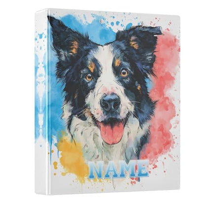 Custom Colorful Dog 3 Ring Binder 1.5" Round Ring Binders Personalized Name View Binder with 200 Sheet for School Supplies Women Men Office, 1 Pack - color: Custom Colorful Dog