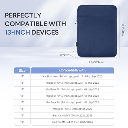Dadanism Laptop Sleeve for MacBook Neo 13inch 2026 with A18 Pro Chip,Indigo | Protective Laptop Case with Soft Lining for MacBook Air 13-inch with M5 Chip 2026, Slim Travel Sleeve with Accessories Pocket - color: Indigo