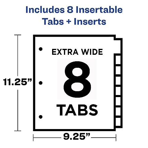 Avery Dividers for 3 Ring Binders,8-Tab Sets,Two-Pocket Plastic Binder Dividers with Tabs,Multicolor,1 Set (11907),(Pack of 2) - size: 8 Tab (Pack of 2)