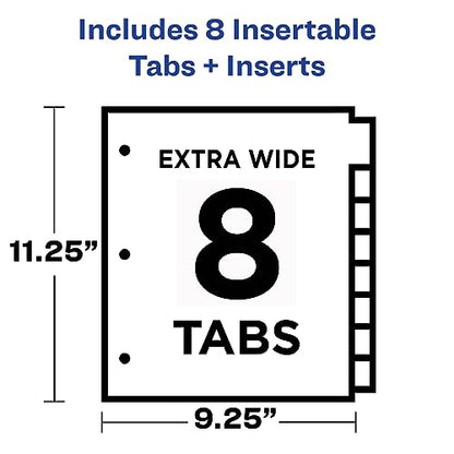 Avery Dividers for 3 Ring Binders,8-Tab Sets,Two-Pocket Plastic Binder Dividers with Tabs,Multicolor,1 Set (11907),(Pack of 2) - size: 8 Tab (Pack of 2)