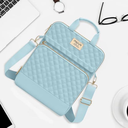 MOSISO 12.9 inch Tablet Sleeve Bag for iPad Pro 13 M4&iPad Air 13 M3 M2,iPad Pro 12.9 M2 M1 6/5,Surface Laptop Go 12.4,Galaxy Tab S8+/S9+ 12.4,Square Quilted Carrying Case with 2 Pockets, Ice Blue - color: Ice Blue, size: 12.9 inch