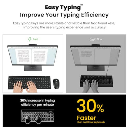 cimetech Wireless Keyboard and Mouse Combo, 2.4G USB Full Size Wireless Computer Keyboard and Adjustable Mouse for Computer/Laptop/PC/Mac/Windows - Black - color: Matte Black