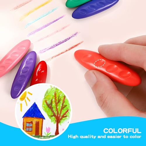 36-Color Washable Peanut Crayons for Toddlers 1-3 & Kids Ages 4-8 | Ergonomic Easy-Grip Jumbo Crayons for Fine Motor Skills & Toddler Art Supplies
