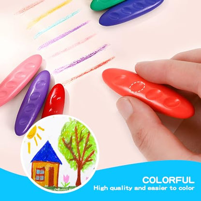 36-Color Washable Peanut Crayons for Toddlers 1-3 & Kids Ages 4-8 | Ergonomic Easy-Grip Jumbo Crayons for Fine Motor Skills & Toddler Art Supplies