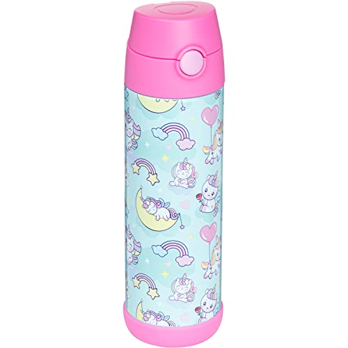 Snug Insulated Kids Water Bottle with Straw & Spout – Double-Wall Stainless Steel, Leakproof, Easy-Flip Lid – For School, Travel, Toddlers & Big Kids - Unicorn, 17oz - color: Unicorns, size: 16.9 Ounces
