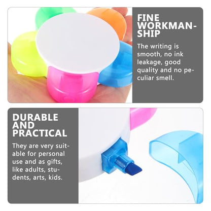 DOITOOL 10pcs Flower Shape Fluorescent Highlighter Pens with 5 Colors, Portable and Lightweight Design for Studying Essentials and Annotation Highlighters, Creative Petal Style