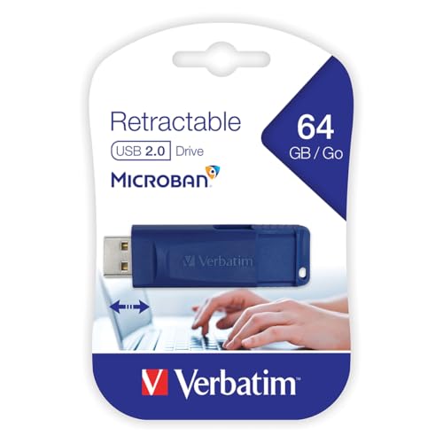Verbatim 64GB USB 2.0 Flash Drive - Cap-Less & Universally Compatible - Blue - size: 64 GB