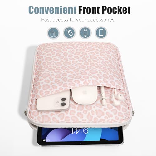 TiMOVO 9-11" Tablet Sleeve Bag for iPad 11-inch A16 2025, iPad 10.9"/10.2"| Air 11 Inch/5th/4th Gen. 10.9", Galaxy Tab A9+/A11Plus 11", Protective Bag with Pocket, Pink Leopard - color: Aa-Pink Leopard, size: 9-11 Inch