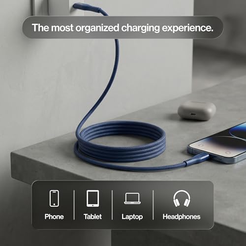Statik MagStack Pro USB C to USB C Coiling Magnetic Charging Cable,100W | Nylon Braided Tangle-Free Design, Magnetic Coiling, Data Transfer, Compatible with iPhone & Android, 3FT Navy, 5 Pack - color: Navy, size: 3ft (5 Pack), style: USB-C to USB-C