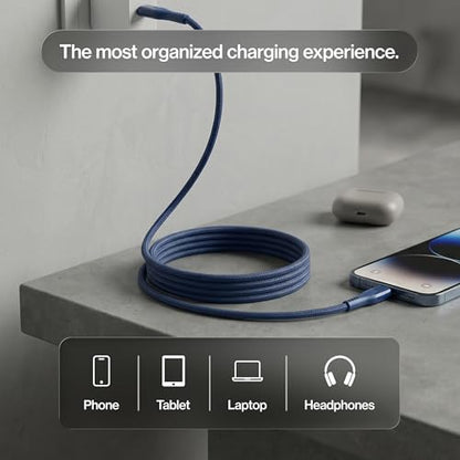 Statik MagStack Pro USB C to USB C Coiling Magnetic Charging Cable,100W | Nylon Braided Tangle-Free Design, Magnetic Coiling, Data Transfer, Compatible with iPhone & Android, 3FT Navy, 5 Pack - color: Navy, size: 3ft (5 Pack), style: USB-C to USB-C