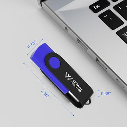 64GB USB 2.0 Flash Drives Thumb Drive Memory Stick Jump Drive Swivel Design, (2 Pack Tow Colors: Black Blue) - color: 64GB Black Blue