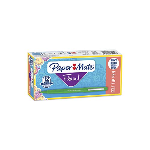 Paper Mate Flair Point-Guard Porous Point Pens 12 Green Pens (8440152) (Pack of 12) - color: Green (Pack of 12)