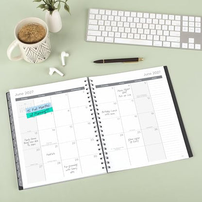 Mead Planner 2026-2027 Weekly & Monthly Academic 15-Month April-June, 8.5" x 11", Black (CAW62005) (Pack of 12) - color: Black, size: 8.5"W x 11"H (Pack of 12), style: 2026-2027