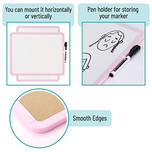 Mr. Pen- Dry Erase Board, 14” x 11” with a Black Dry Erase Marker | Pink Frame, Small Mini White Board for Students, Fridge, Wall, Locker, Includes Double Sided Tapes - color: Pink