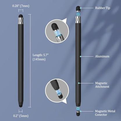 Stylus Pens for Touch Screens, 2-in-1 Magnetic Stylus Pen High Precision & Sensitivity Capacitive Stylus for iPad iPhone Samsung Galaxy Tablets All Universal Touchscreen Device-Black/Silver/Green - color: Black/Silver/Green