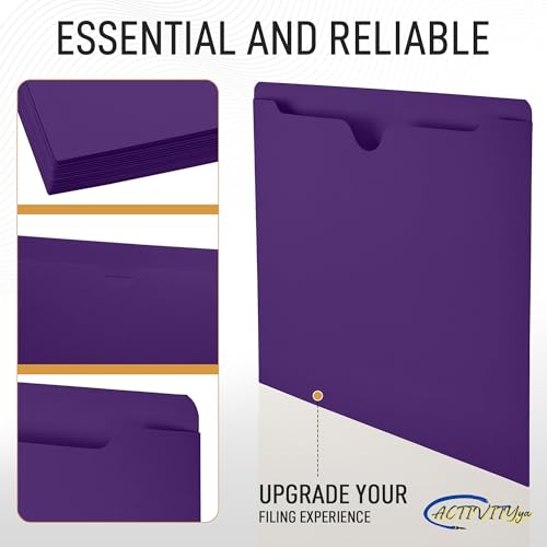 Purple File Jackets, Flat-No Expansion, Letter Size, Reinforced Straight-Cut Tab, 10 Pack - color: Purple