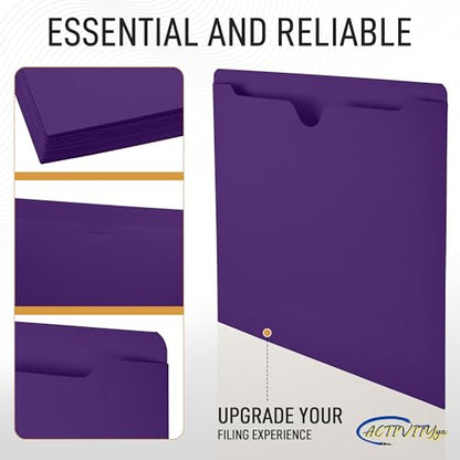 Purple File Jackets, Flat-No Expansion, Letter Size, Reinforced Straight-Cut Tab, 10 Pack - color: Purple