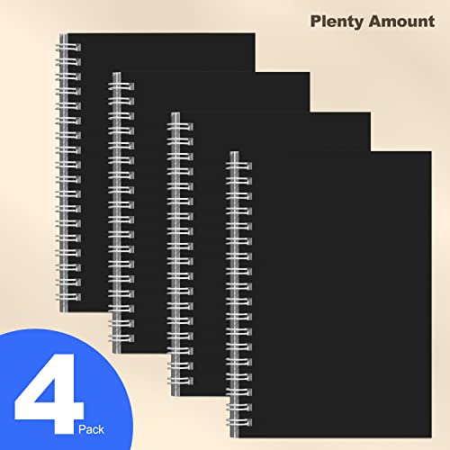 Nichela 4 Pack Spiral Notebook for Work - 4" x 6" Softcover Notebooks College Ruled for Note Taking, School Supplies,200 Sheets 400 Pages Journals Black