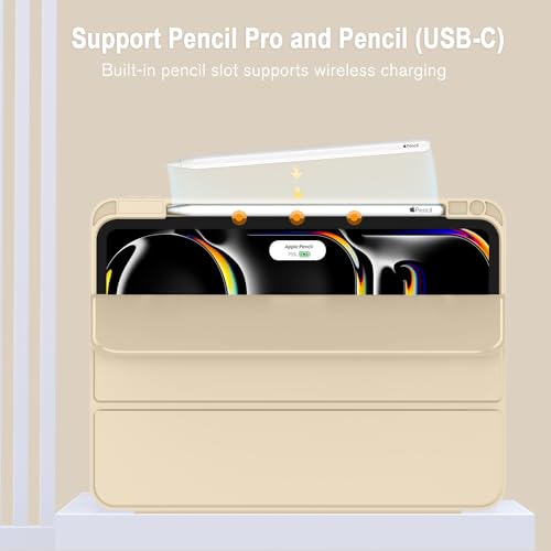 ZryXal iPad Pro 11 Inch Case (M5) 2025/ (M4) 2024 (Model: A2836/A2837/A3006), Trifold Stand Smart Cover with Pencil Holder and Soft TPU Back, Auto Wake/Sleep (Champagne Gold) - color: Champagne Gold