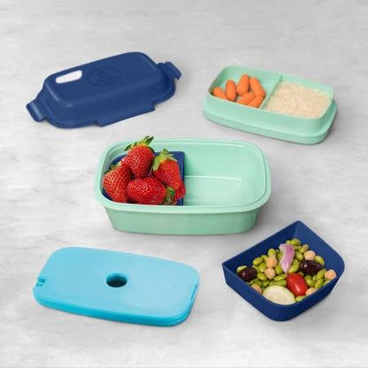 Ultimate Bento Box - Lunch Box for Kids & Adults with Removable Ice Pack - Leakproof, Multi-Compartment Food Container with Removable Containers - Microwave & Dishwasher Safe (Blue/Green) - color: Blue/Green
