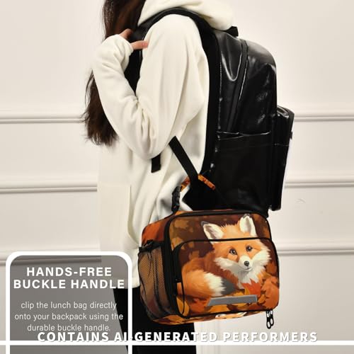 Fox Maple Leaves Kids Lunch Box Insulated Lunch Bags Cooler Tote Bag with Removable Shoulder Strap for Boy Girl Student 20848305 - color: Fox