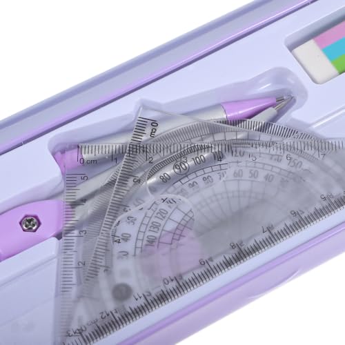 Kisangel Adjustable Compass and Protractor Geometry Kit for Students, Sturdy Plastic and Metal Construction, for Math Projects and School Supplies
