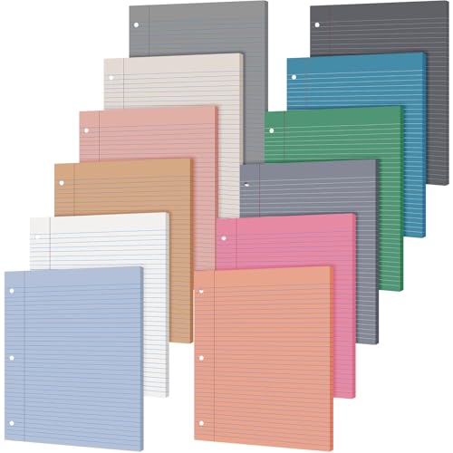 PerKoop 600 Sheets Colored Loose Leaf Paper 8.5" x 11" college ruled Lined 3 Hole Punched notebook Filler Paper for 3 Ring Binders Office School Supplies (Modern Colors) - color: Modern Colors