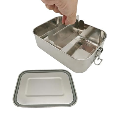 UPTRUST Leak Proof Stainless Steel Lunch Food Container, 1200ML/40oz Large Bento Boxes Metal Lunch Box for Kids or Adults - Lockable Clips Adjustable Divider included - size: 1200 ML - with Adjustable Divider