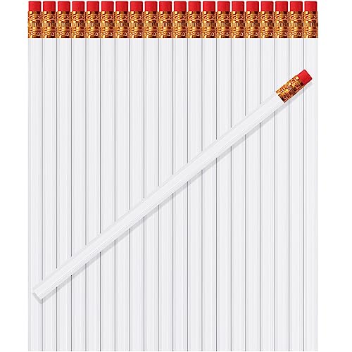 TecUnite 120 Pcs #2 HB Pencils with Eraser No 2 Unsharpened Wooden Hexagonal Pencils for Adults Gifts for School Exam art Learning Office Sketching(White) - color: White