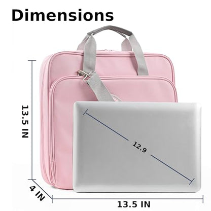 Famlife Zipper Binder with Strap - 2 Inch 3-Ring Trapper Keeper - 500-Sheet Pink Multi-Pocket Organizer Binder for School and Office