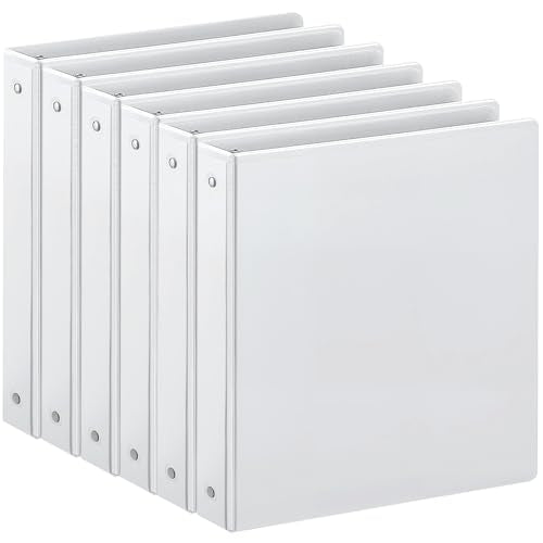 SUIN 1-inch 3 Ring Binder with 2 Pockets, Clear Customizable View Binders for US Letter Size 8.5'' x 11'', PVC Free, 1'' Binder for Office, Home, and School, White, 6 Pack - color: White